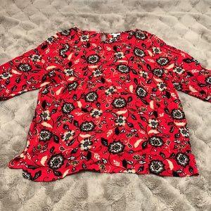 J. Jill Red Floral Blouse